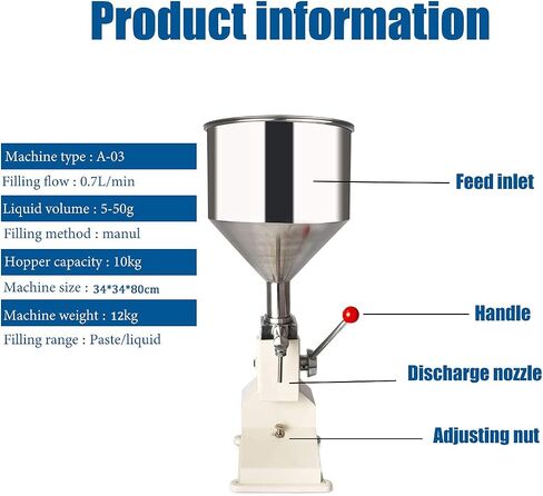 Manual Paste Liquid Filling Machine 5-50ml/10-100ml Bottle Filler Adjustable Bottle Filling Machine Filler A03,10-100ML in Saudi Arabia