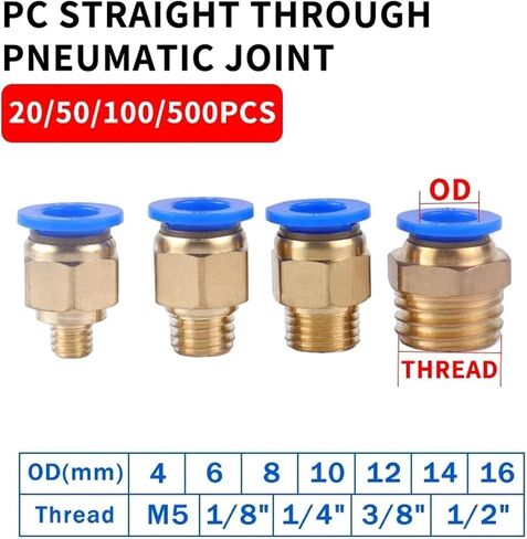 PC AIR PNEUMATIC FINETTING CONNECTOR 4-M5 4-M6 4MM 6MM 8MM 10MM 12MM-MALE THROW 1/4 1/2 1/8 3/8 أنبوب أنبوب خرطوم مضغوط (اللون: PC8-04) ، 20pcs in Saudi Arabia