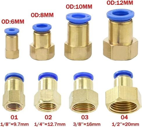 10pcs PCF Type Air Hose Rapidities Pipe Quick Release Brass Pneumatic Fitting 1/4 M5 Pneumatic Connector(Color:PCF12-01) in Saudi Arabia