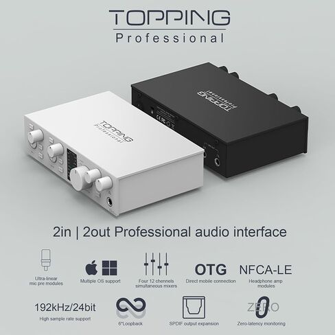 تتصدر واجهة الصوت E2X2 OTG USB-Preamp فائقة الخطي و AMP للسماعات القوية ، الإخراج البصري ، دفق الهاتف المحمول المزدوج ، الصف الصفر ، تسجيل 192 كيلو هرتز/24bit ، الكمبيوتر/الأجهزة المحمولة المتوافقة (أسود) in Kuwait