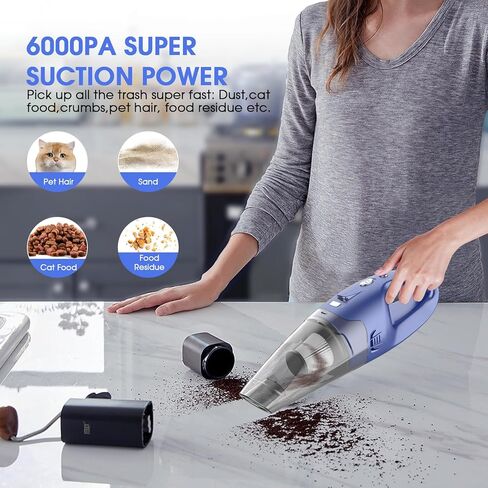 Handheld Vacuum Cordless Rechargeable,Car Vacuum Cleaner with LED Light/Multi Accessories，1.5lbs Lightweight Dust Busters Cordless Rechargeable for Car and Home, Mine Portable Vacuum in Saudi Arabia