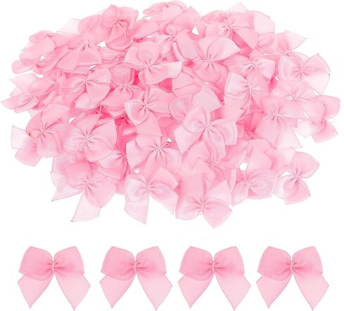 Mini Bows for Crafts, 100 Pcs 1 Inch Pink White Tiny Ribbon Bows Small Satin Bow for DIY Crafts Sewing Gift Wrapping Basket Wedding Birthday Christmas Party Scrapbooking Decoration (50 Pink+ 50 White) in Saudi Arabia