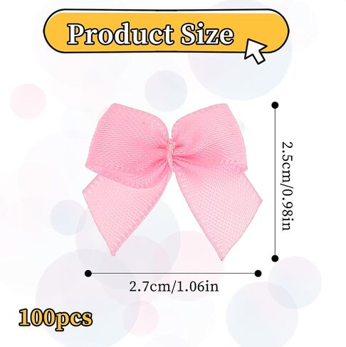 Mini Bows for Crafts, 100 Pcs 1 Inch Pink White Tiny Ribbon Bows Small Satin Bow for DIY Crafts Sewing Gift Wrapping Basket Wedding Birthday Christmas Party Scrapbooking Decoration (50 Pink+ 50 White) in Saudi Arabia