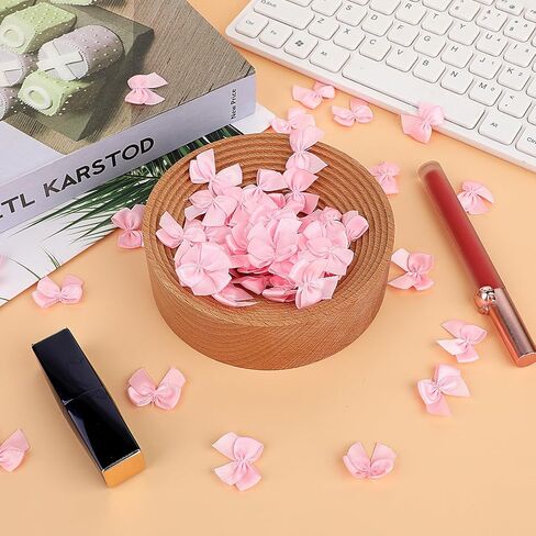 Mini Bows for Crafts, 100 Pcs 1 Inch Pink White Tiny Ribbon Bows Small Satin Bow for DIY Crafts Sewing Gift Wrapping Basket Wedding Birthday Christmas Party Scrapbooking Decoration (50 Pink+ 50 White) in Saudi Arabia