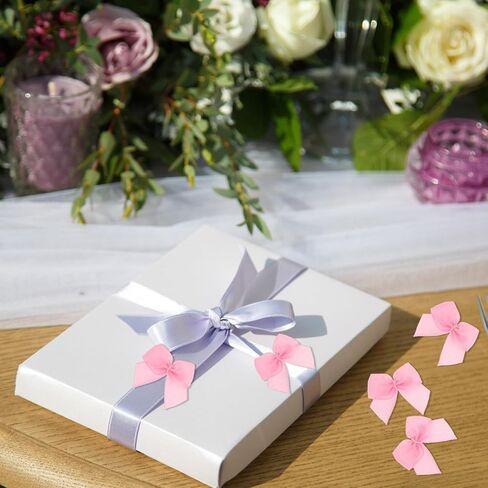 Mini Bows for Crafts, 100 Pcs 1 Inch Pink White Tiny Ribbon Bows Small Satin Bow for DIY Crafts Sewing Gift Wrapping Basket Wedding Birthday Christmas Party Scrapbooking Decoration (50 Pink+ 50 White) in Saudi Arabia
