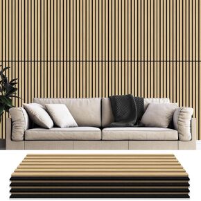 4PCS Wood Slat Wall Panels, 12.8" x 47.2" Sound Absorbing Acoustic Wall Panels, Soundproof Wall Paneling for Interior Wall Decor, Sandrift Oak in Saudi Arabia