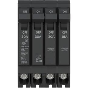 ABB Q-LINE® THQLQ203015 قاطع الدائرة الرباعية • 20A/1P و 30A/2P و 15A/1P التكوين • 120/240 VAC ، 10 KAIC • مكونات مكونة من الفضاء • تصميم متين لأسلاك النحاس والألومنيوم in Saudi Arabia