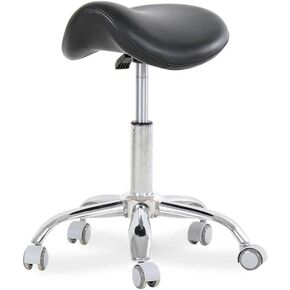Heavy DutyAdjustable Height Chrome Steel Bar Stool Saddle Cushion, Salon Rolling Stool Swivel Chair On 5 Wheels?Load Bearing?440 Ib in Saudi Arabia