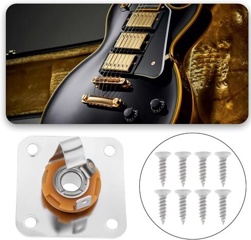 2Pcs 1/4 Output Jack Plate Input Jack Socke 35x25x10mm 6.35mm Compatible with Les Paul, Gold in Saudi Arabia