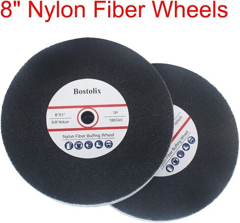 2 PCS 8 بوصة 7P صلابة العجلات من ألياف النايلون ، 5/8 '' Arbor Hole Fiber Sanding عجلات الرملي لمطحة مقاعد البدلاء ، طاحونة الطاولة in Saudi Arabia