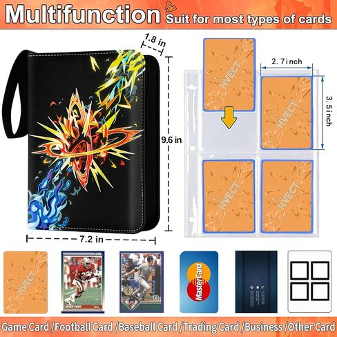 Card Binder 9 Pocket, Trading Card Binder Holder Fits 900 Cards with 50 Removable Sleeves, Card Collection Binder Album Book Case Storage -Toys Gift for Boys Girls Aged 4 to 16 in Saudi Arabia
