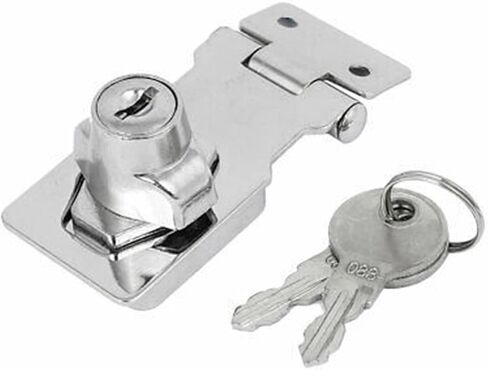Drawer Case Box Metal Keyed Hasp Lock Latch Silver Tone 64mm Length 1Set in Saudi Arabia