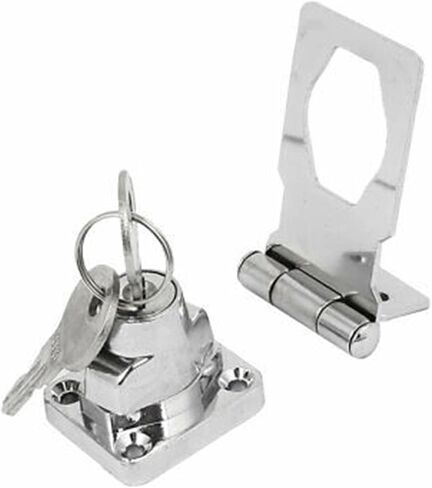 Drawer Case Box Metal Keyed Hasp Lock Latch Silver Tone 64mm Length 1Set in Saudi Arabia