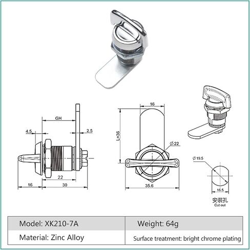 22mm Thumb Operated Offset Cam Lock, Keyless Twist Cabinet Mailbox Drawer Lock Latch for RV Compartment Camper Storage Door 1Pcs in Saudi Arabia