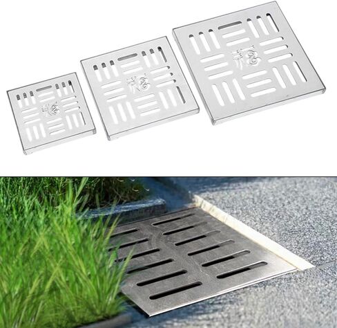 Stainless Steel Drain Grate, Outdoor Drainage Cover, Channel Grate for Gardens Driveways 150x150x20mm (200 * 200 * 20 * 2mm) in Kuwait