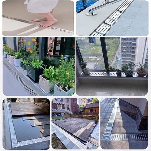 Slim Stainless Steel Floor Trench Drain for Driveways and Patios - Narrow Linear Metal Channel Grate with Cover, French Drain Kit (1 Pack, 15x8cm / 5.9x3.1in) in Saudi Arabia
