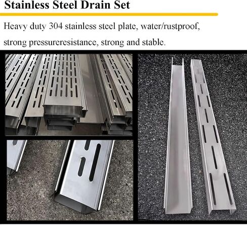 Slim Stainless Steel Floor Trench Drain for Driveways and Patios - Narrow Linear Metal Channel Grate with Cover, French Drain Kit (1 Pack, 15x8cm / 5.9x3.1in) in Saudi Arabia