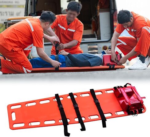 Emergency Rescue Stretcher with Head Immobilizer & Straps - Portable Water Rescue Spine Board, Lifesaving Medical Life Board for First Aid & Emergency Situations (RED) in Saudi Arabia