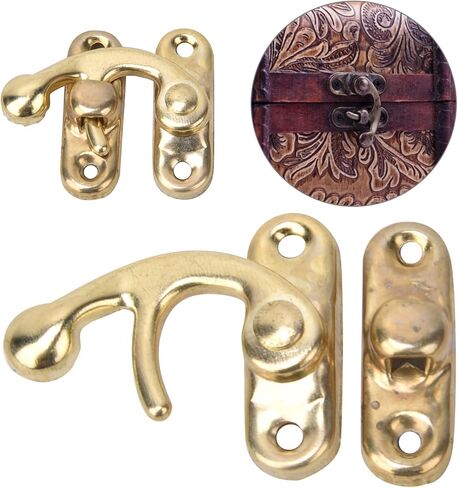 Hasp Hook Latch Hook Hasp Buckle Horn Lock Ho -Latch Irath Latch For Jewelry Boxes صناديق الهدايا البرونزية الفضية الأصفر 3.2 × 2.8 سم 30 PCS (الخطاف الفضي الأيمن) in Saudi Arabia