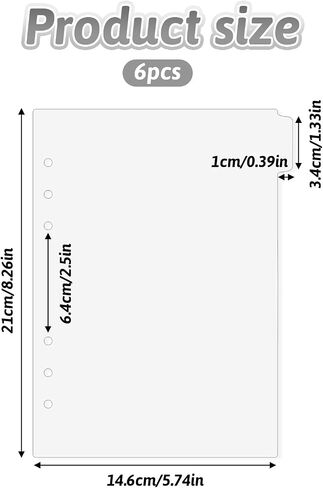 6 PCS A5 Binder Dividers ، 6 ثقوب فهرس مقسم Clear Clear Clear مع علامات تبويب ألواح مقسمات من بلاستيكية قابلة لإدراج ألواح فهرس بلاستيكية لمجلة دفتر دفتر المذكرات Notepad (Pink) in Saudi Arabia