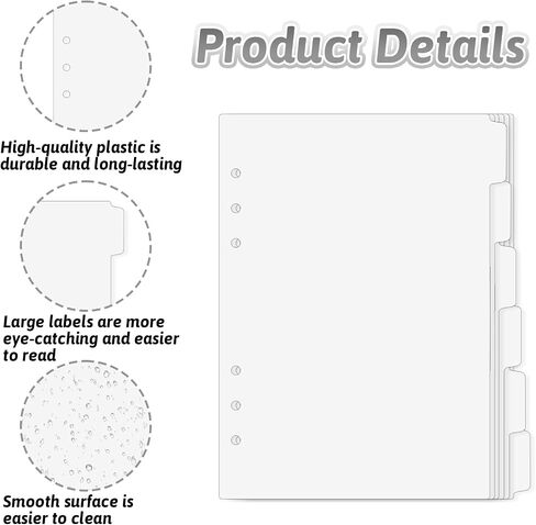 6 PCS A5 Binder Dividers ، 6 ثقوب فهرس مقسم Clear Clear Clear مع علامات تبويب ألواح مقسمات من بلاستيكية قابلة لإدراج ألواح فهرس بلاستيكية لمجلة دفتر دفتر المذكرات Notepad (Pink) in Saudi Arabia