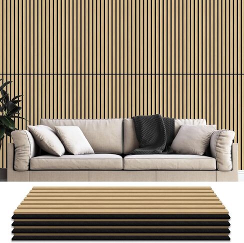 4PCS Wood Slat Wall Panels, 12.8" x 47.2" Sound Absorbing Acoustic Wall Panels, Soundproof Wall Paneling for Interior Wall Decor, Sandrift Oak in Saudi Arabia