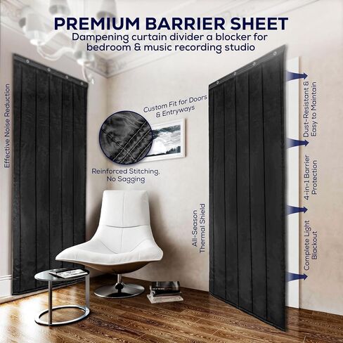 Soundproof Blanket for Doors – Heavy Duty 10lb Acoustic Blanket for Noise Reduction, Sound Blocking, Thermal Insulation – Portable Door Soundproofing for Home, Studio, Office in Saudi Arabia