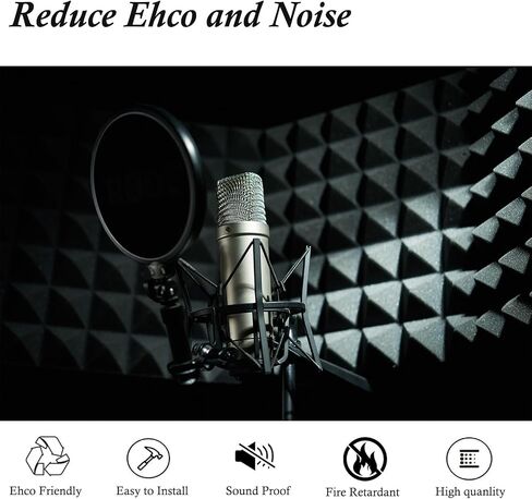 2 Pack Pyramid Sound Proof Foam Panels, 48''x24''x2'' - Acoustic Foam, Noise Reducing & Echo Control in Saudi Arabia