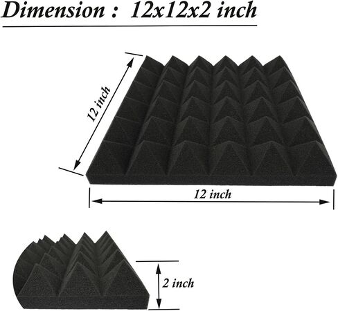 2 Pack Pyramid Sound Proof Foam Panels, 48''x24''x2'' - Acoustic Foam, Noise Reducing & Echo Control in Saudi Arabia