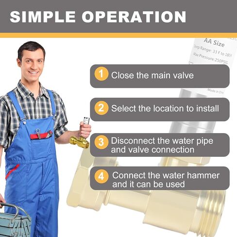 Stainless Steel Water Hammer Arrestor For Washing Machine， 3/4 Inch Swivel FHT x 3/4 Inch MHT，Designed for Washing Machine, Reduce Banging Noise in Kuwait