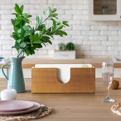 Guest Towel Holder for Bathroom, Acacia Wood Upright Napkin Holder for Kitchen Dining Table, Disposable Paper Hand Towel Holder, Napkin Dispenser for Countertop in Saudi Arabia
