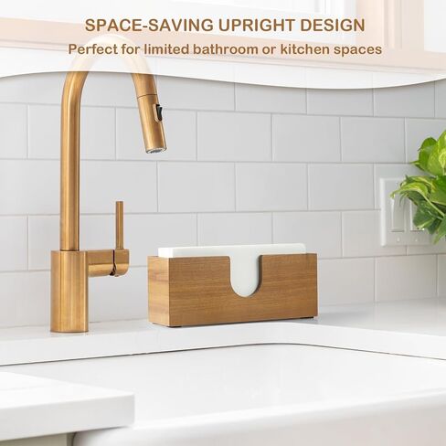 Guest Towel Holder for Bathroom, Acacia Wood Upright Napkin Holder for Kitchen Dining Table, Disposable Paper Hand Towel Holder, Napkin Dispenser for Countertop in Saudi Arabia