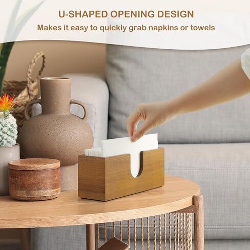 Guest Towel Holder for Bathroom, Acacia Wood Upright Napkin Holder for Kitchen Dining Table, Disposable Paper Hand Towel Holder, Napkin Dispenser for Countertop in Saudi Arabia