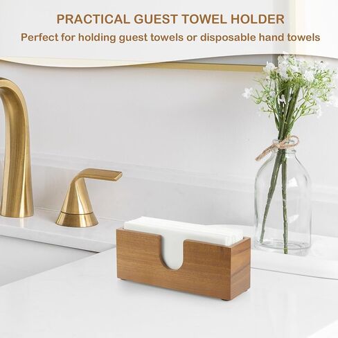 Guest Towel Holder for Bathroom, Acacia Wood Upright Napkin Holder for Kitchen Dining Table, Disposable Paper Hand Towel Holder, Napkin Dispenser for Countertop in Saudi Arabia