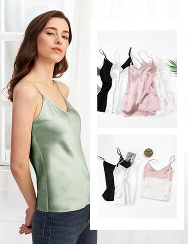 LilySilk قميص قصير حريمي أساسي 100 من حرير التوت النقي تانك القمم للنساء السيدات فضفاض كامي علوي ناعم من الساتان in Saudi Arabia