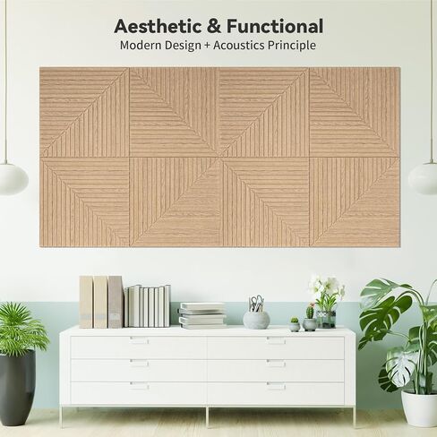 Art3d 6-Pack Self-Adhesive Acoustic Wall Panels for Home Décor, 24 x 24 Inch Soundproofing Panels for Office Studio Bedroom - High Noise Absorption Polyester Fiber, Wood Grain Airbrush in Saudi Arabia
