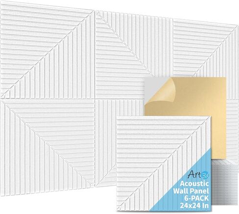 Art3d 6-Pack Self-Adhesive Acoustic Wall Panels for Home Décor, 24 x 24 Inch Soundproofing Panels for Office Studio Bedroom - High Noise Absorption Polyester Fiber, Wood Grain Airbrush in Saudi Arabia