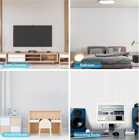 Art3d 6-Pack Self-Adhesive Acoustic Wall Panels for Home Décor, 24 x 24 Inch Soundproofing Panels for Office Studio Bedroom - High Noise Absorption Polyester Fiber, Wood Grain Airbrush in Saudi Arabia