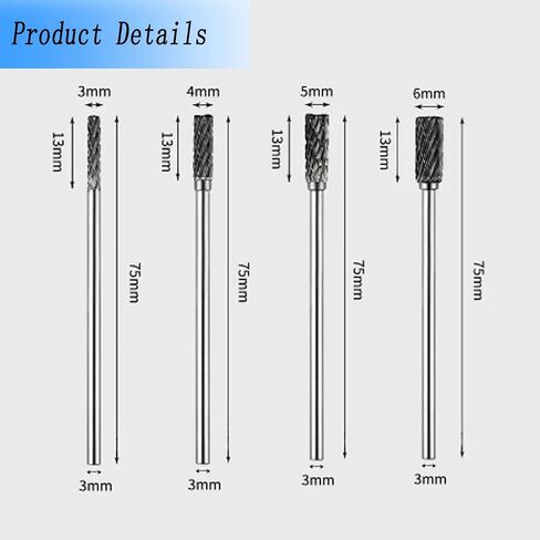 Luo ke 75mm Extra Long Carbide Burr Sets, 1/8 Inch Shank Rotary Aluminum Cutting Tungsten Carbide Ball Burs (D Type Ball Shape) in Saudi Arabia