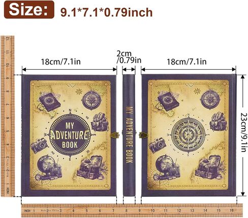 كتاب My Adventure Book Journal Scrapbook Photo ألبوم 164 صفحات على الطراز الرجعية المنقوش بالجلد المجلس اليوميات المذكرات ، كتاب الذاكرة المصنوع يدويًا للأزواج ، الذكرى السنوية ، الزفاف ، عيد الحب يوم الهدايا in Kuwait
