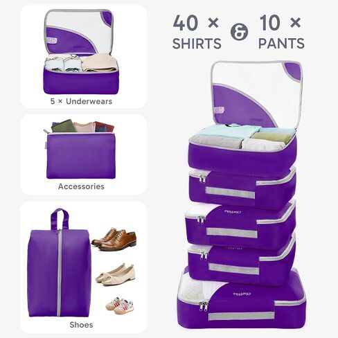 ALL INCLUDED 10 Set Durable Packing Cubes for Suitcases,OlarHike Essentials for Travel,UPGRADED Anti-Tear Stitching, NEW Improved Luggage Packing Organizers for Travel Accessories, Light Blue in Kuwait