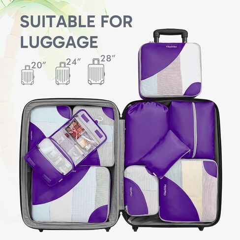 ALL INCLUDED 10 Set Durable Packing Cubes for Suitcases,OlarHike Essentials for Travel,UPGRADED Anti-Tear Stitching, NEW Improved Luggage Packing Organizers for Travel Accessories, Light Blue in Kuwait