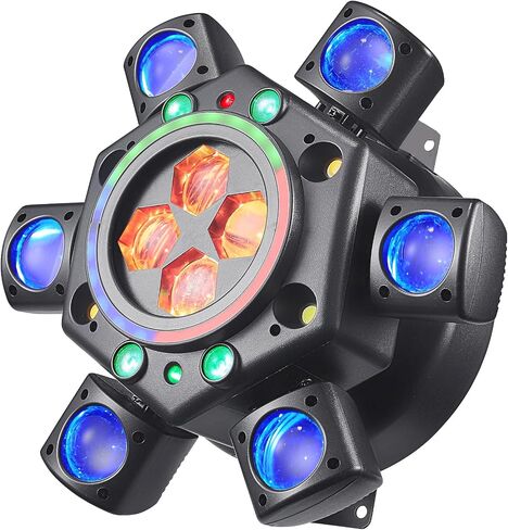 Moving Head DJ Lights for Pirfies ، Light Light 6 in-1 RGBW 6 Arms DJ Lights for Pirfies Support DMX-512 و Sound Activated ، Light Light for Party Disco KTV Wedding Club in Kuwait