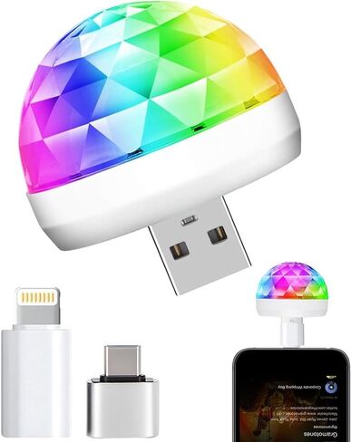 Mini Disco Lights, Sound Activated Disco Ball Party Lights, Applicable to USB Interface and Phones - RGB Light Effect Units for Home Disco, Kids Birthday, Christmas Party etc. in Saudi Arabia