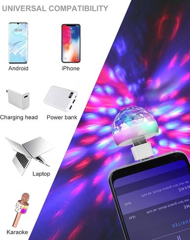 Mini Disco Lights, Sound Activated Disco Ball Party Lights, Applicable to USB Interface and Phones - RGB Light Effect Units for Home Disco, Kids Birthday, Christmas Party etc. in Saudi Arabia
