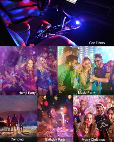 Mini Disco Lights, Sound Activated Disco Ball Party Lights, Applicable to USB Interface and Phones - RGB Light Effect Units for Home Disco, Kids Birthday, Christmas Party etc. in Saudi Arabia