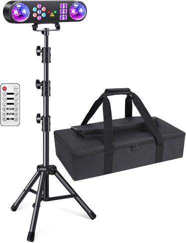 DJ Lights with Stand,Party Lights DJ Disco Light Sound Activated,5 in 1 Party Light Package with Rotating Ball,Strobe,UV,Colorful LED Par Lighting and Pattern for Gig Band Wedding Event Show in Saudi Arabia