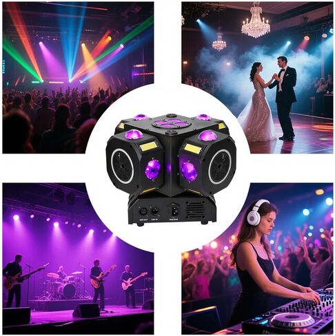 Moving Head DJ Lights for Pirfies ، Light Light 6 in-1 RGBW 6 Arms DJ Lights for Pirfies Support DMX-512 و Sound Activated ، Light Light for Party Disco KTV Wedding Club in Kuwait