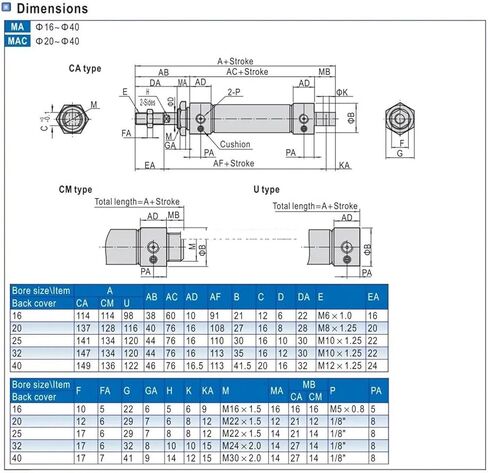 1PCS MINI الفولاذ المقاوم للصدأ الأسطوانة MAC16 MAC25 MAC32 MAC40 السكتة الدماغية 25-20 مم (ST 75mm ، التجوي in Kuwait