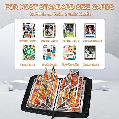 4 Pocket Card Binder, Trading Card Binder Fits 400 Cards with 50 Removable Sleeves, Waterproof Card Holder Album for MTG, TCG, Game Cards & Baseball Sports Cards, Collectors Boys Girls Gift in Saudi Arabia